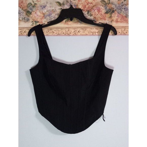 Sincerely Jules Medium Black Clubbing Going Out Crop Lined Stretch Tank Top - Picture 1 of 4